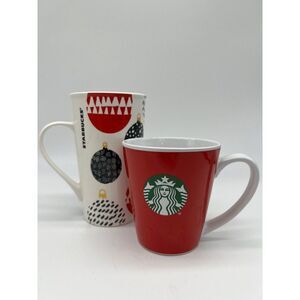Starbucks Coffee Mug/Cup Bundle Of 2- Christmas Ornament & Red Logo